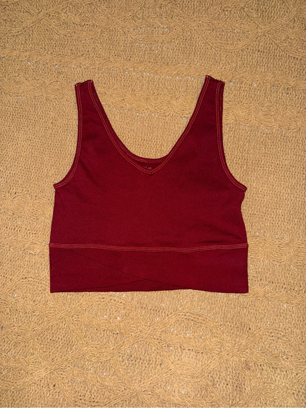 Women's V-Neck Cropped Tank Top - Wine